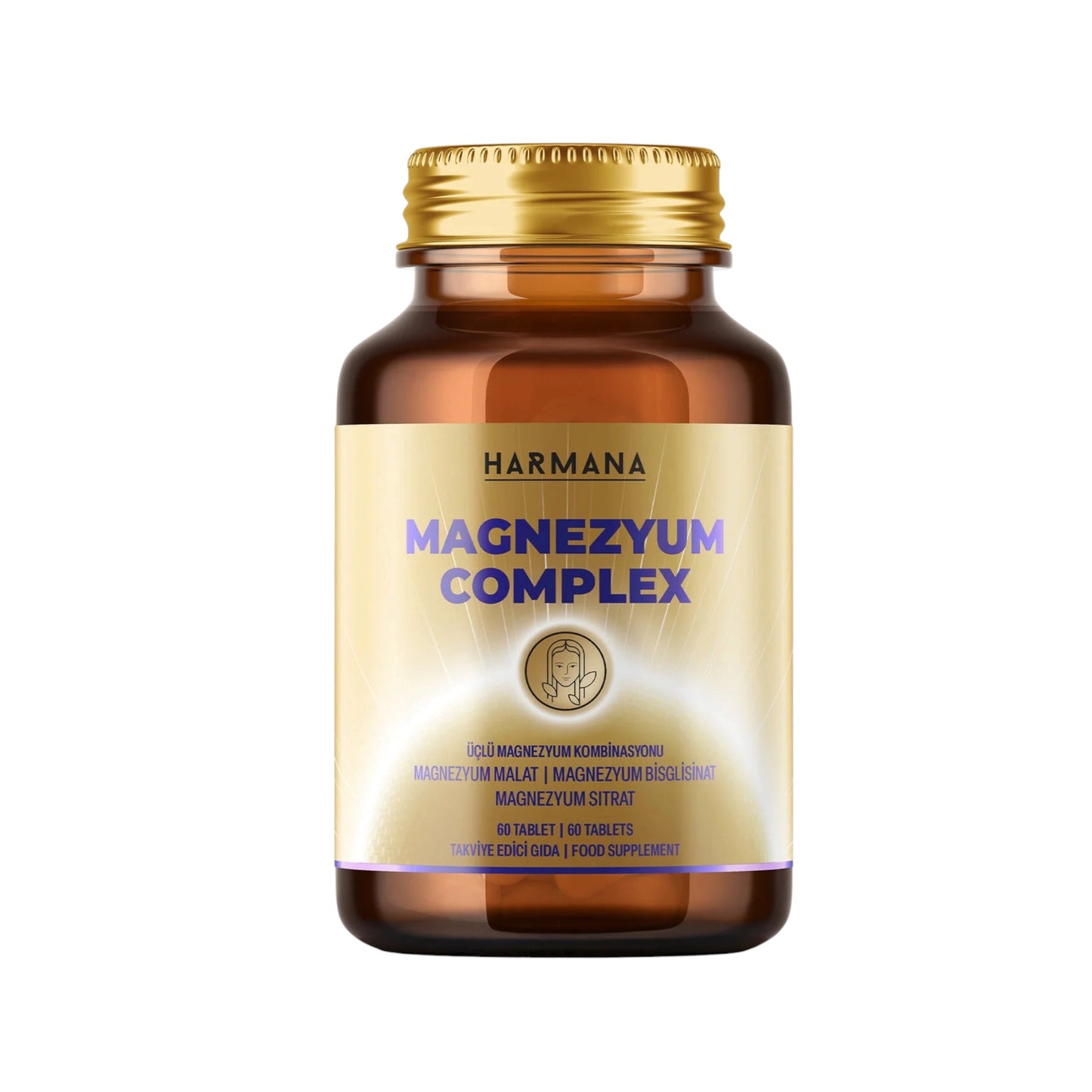 Harmana Magnesium Complex – Magnesium Citraat, Malaat & Bisglycinaat – 200 mg Magnesium – 60 Tabletten