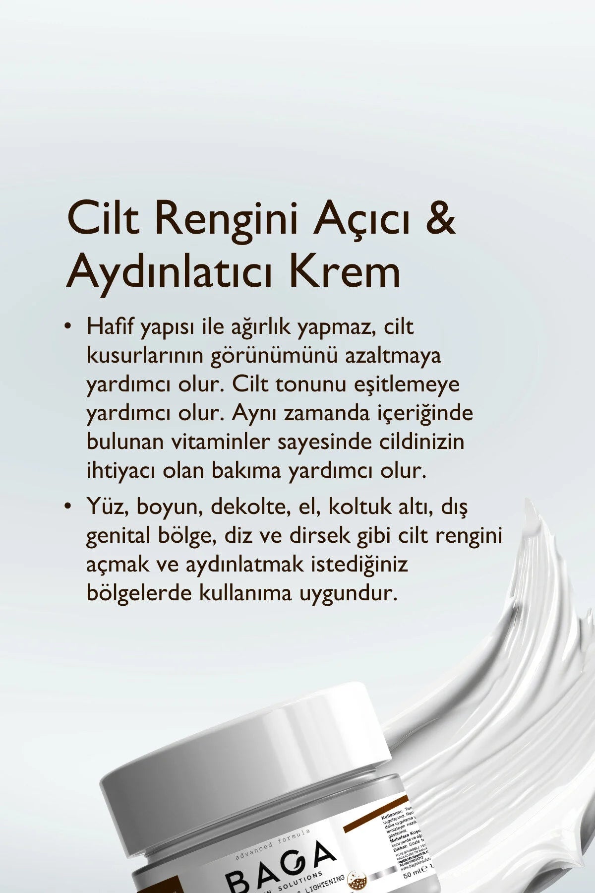 BAGA Skin Whitening & Lightening Cream – Verhelderende Crème met Arbutin & Hyaluronic Acid 50ml
