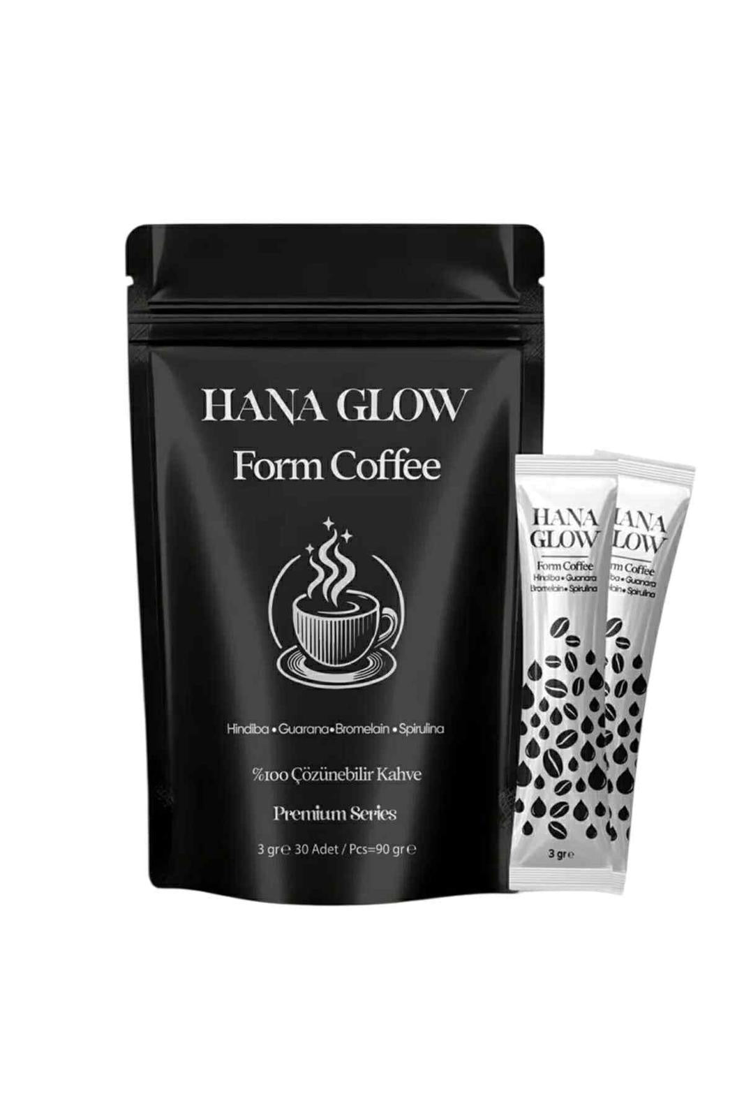 Hana Glow Form Koffie - Detox Dieet met Hinbiba (Cichorei) - Guarana - Bromelaïne en Spirulina - Energieverhoging - Bron van antioxidanten - Versnelling van het metabolisme - Unieke smaak - 3gr x 30 stuks = 90 gr