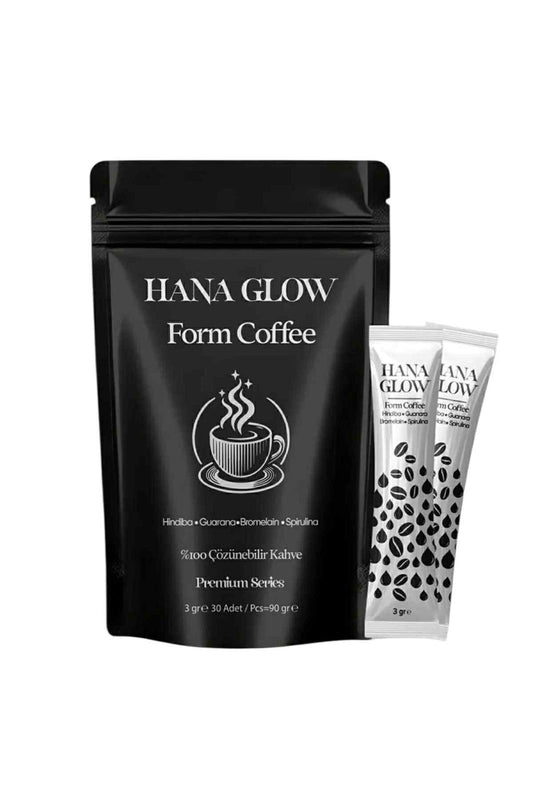 Hana Glow Form Koffie - Detox Dieet met Hinbiba (Cichorei) - Guarana - Bromelaïne en Spirulina - Energieverhoging - Bron van antioxidanten - Versnelling van het metabolisme - Unieke smaak - 3gr x 30 stuks = 90 gr