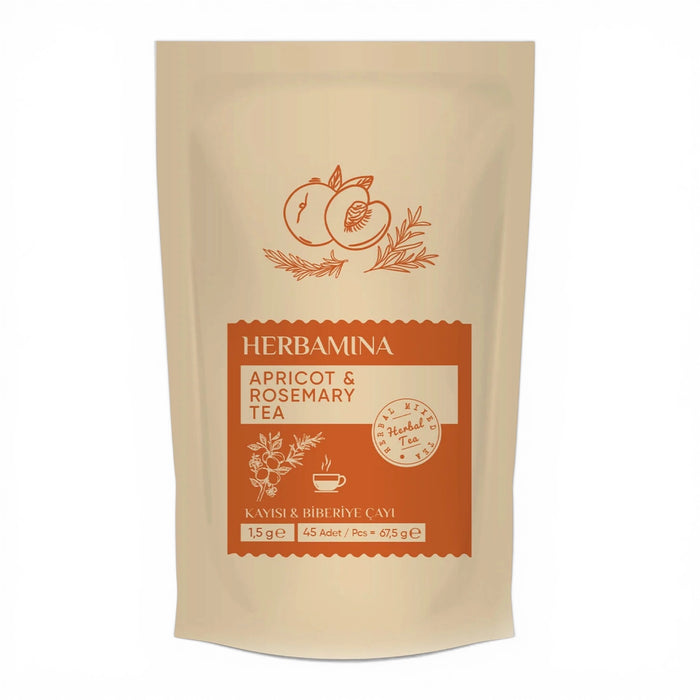 Herbamina Thee Abrikoos & Rozemarijn Gemengde Kruidenthee 45 theezakjes