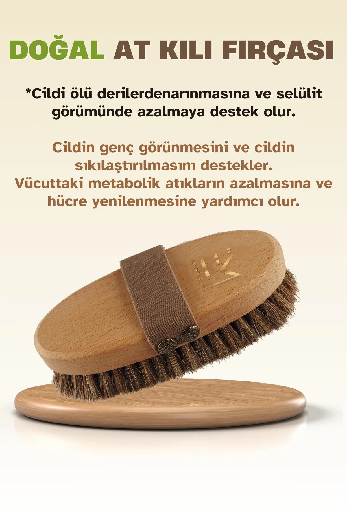 AMANOS BEAUTY Body Brush – Anti Cellulite Dry Brushing Natural Horse Hair Brus