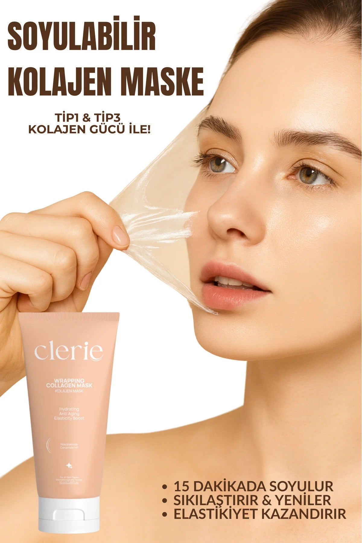 Clerie Wrapping Collagen Peel-Off Face Mask – Daily Facial Mask for Skincare Routine 50 ml