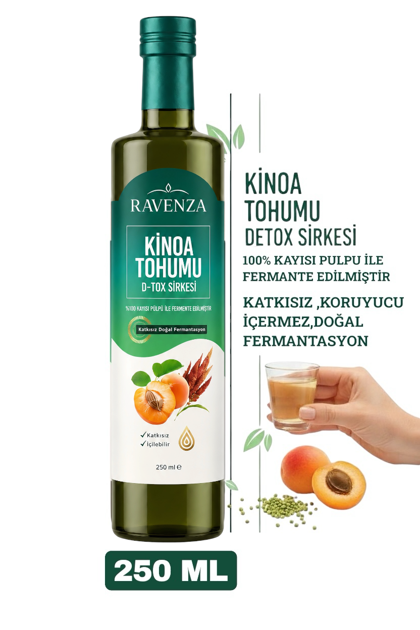 Ravenza Gefermenteerde Quinoa (Kinoa Tohumu) Azijn 250 ml – Drinkazijn met Abrikozenpulp – Natuurlijk Gefermenteerd