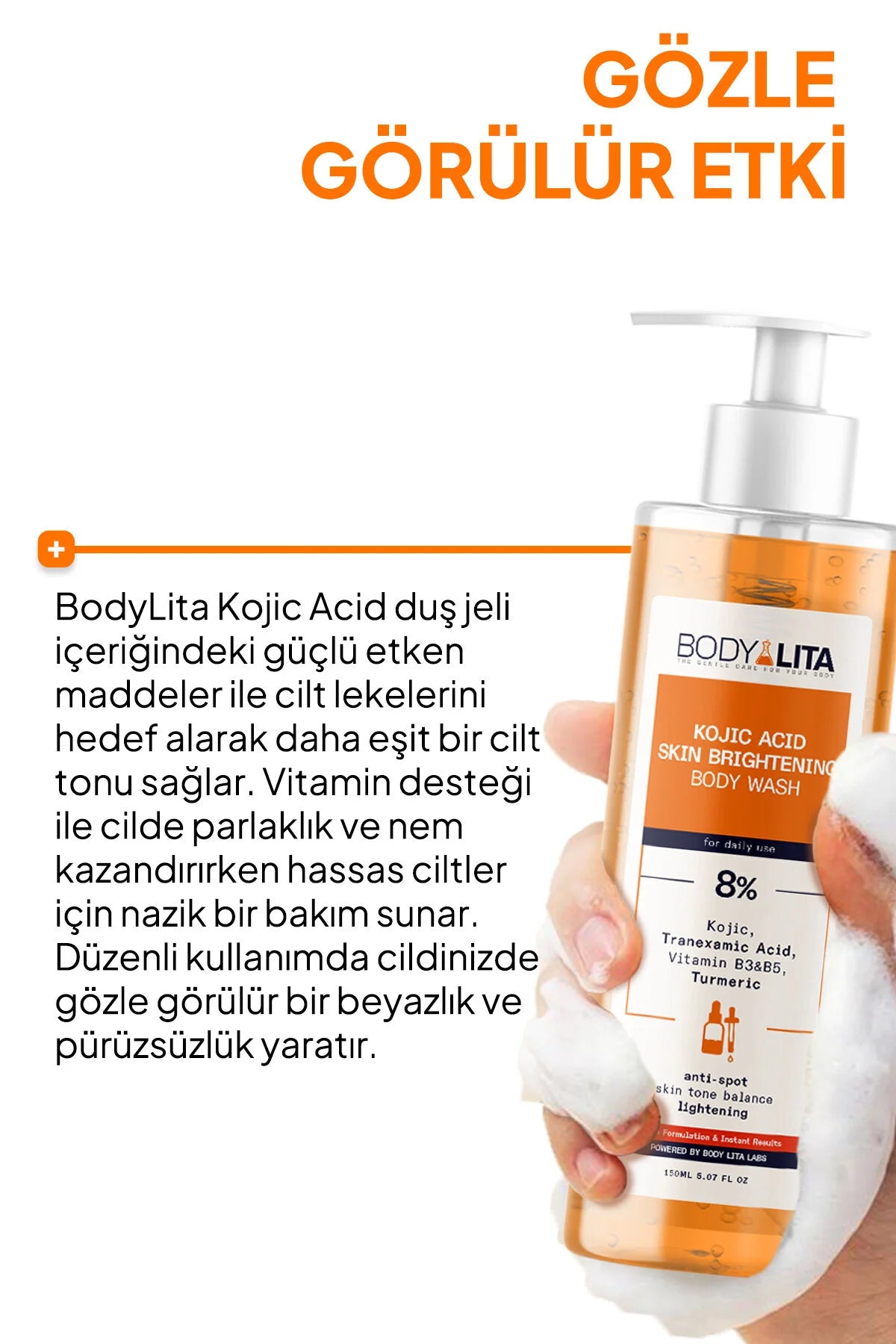 BODYLITA Kojic Acid Skin Brightening Body Wash 8% – Anti-Spot Shower Gel