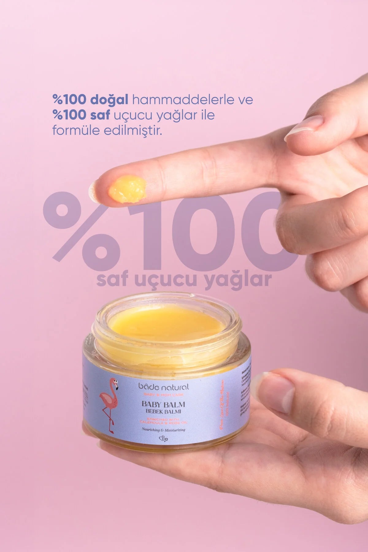 Bade Natural Baby Balm 50 ml | Voedende Babybalsem met Calendula, Rozenolie en Lavendelolie