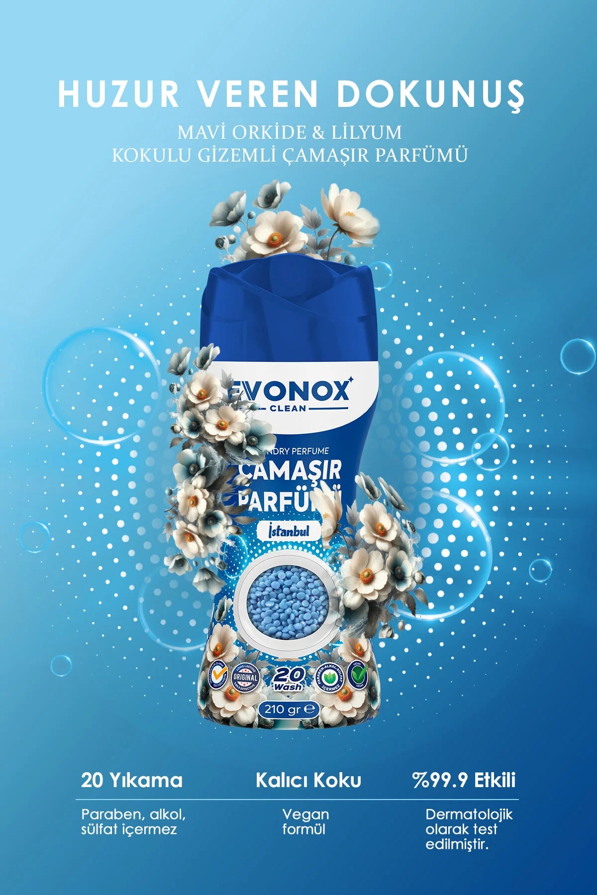 EVONOX Clean İstanbul Çamaşır Parfümü 210 gr – Ferah Çiçek Kokulu In-Wash Scent Booster