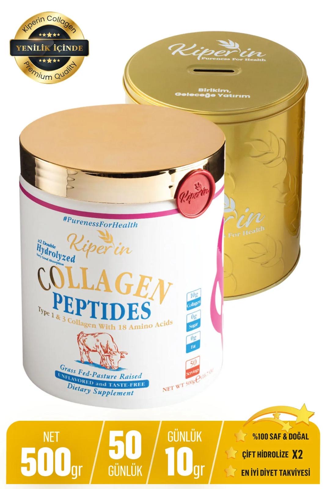 Kiperin Collagen Dieetsupplement met 100% pure en natuurlijke hoog bioactieve  Collageen (50 dagen)