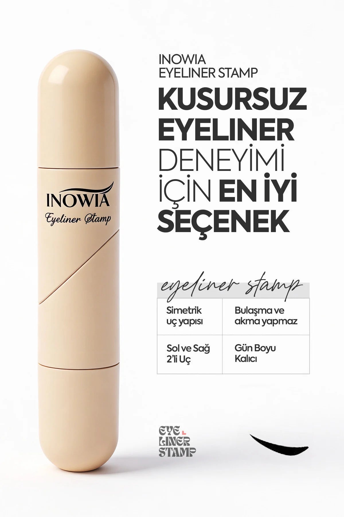 Inowia Eye Liner Stamp Waterproof Dual Stamp Intense Black