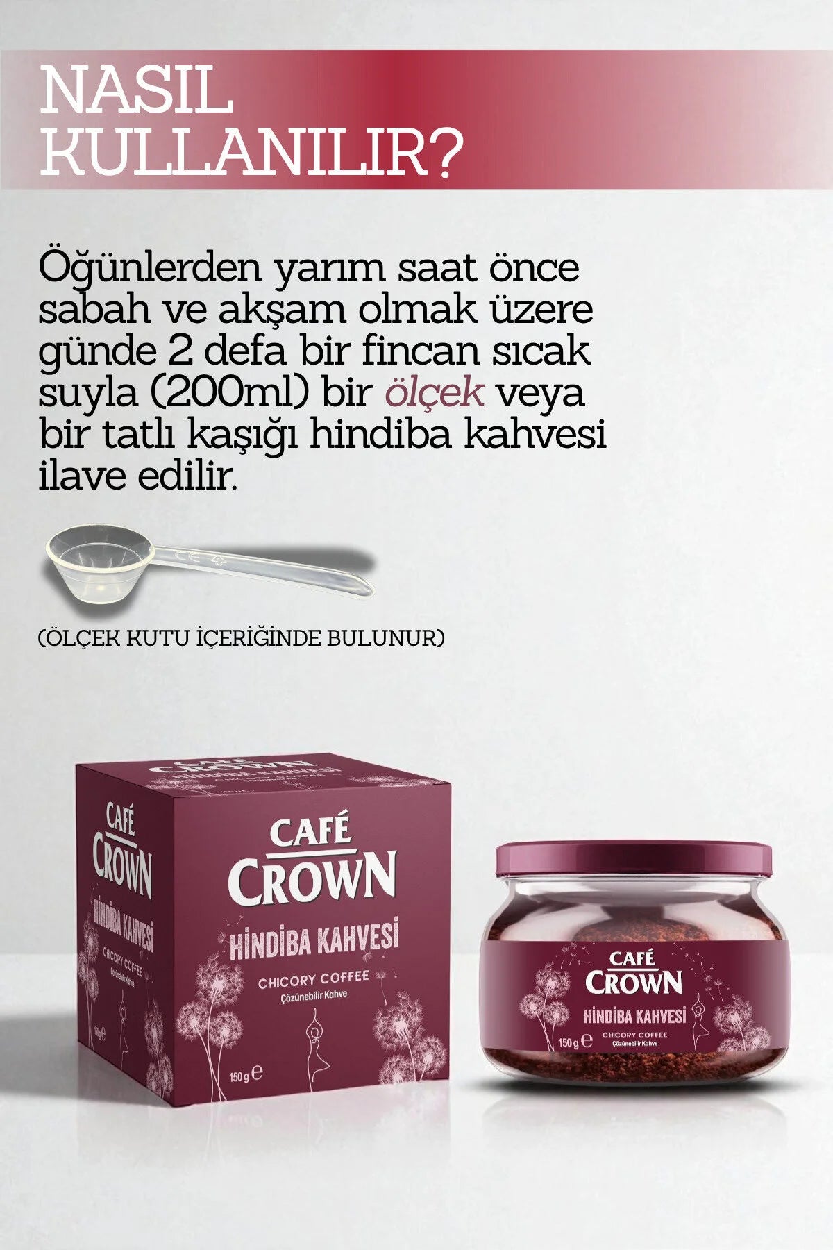 Café Crown Hindiba Kahvesi – Cichoreikoffie – 60% Instant Koffie & 40% Cichorei – Oplosbare Koffie – 150 g
