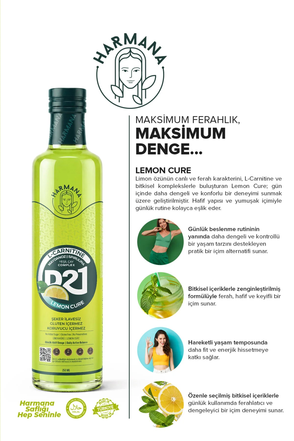 HARMANA D-21 Lemon Cure – L-Carnitine & Groene Thee Complex 250 ml