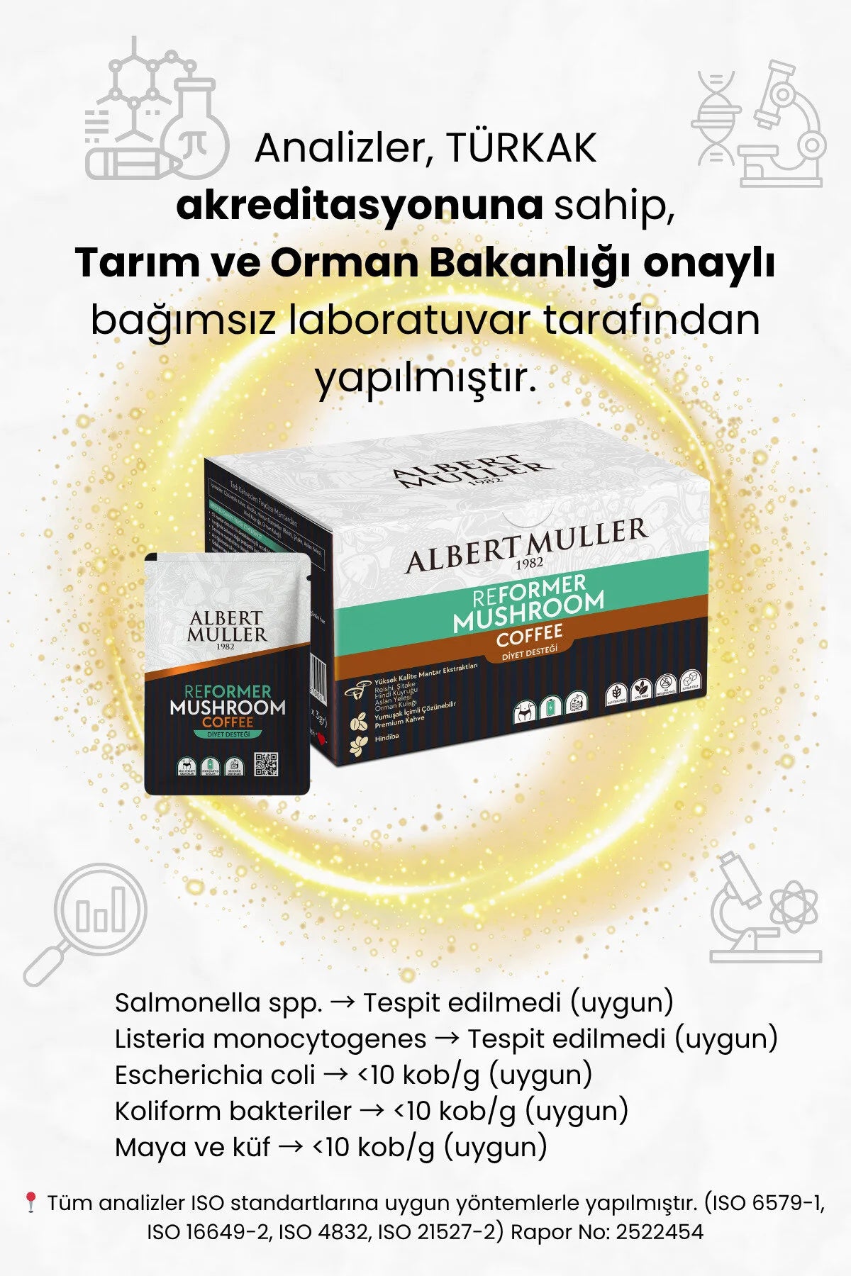 Albert Muller Koffie - Reformer Mushroom Coffee - Cichoreikoffie met 5 Paddenstoelenextracten - Suikervrije / Prebiotische Instant Coffee - Dieetvriendelijk - 30 Sachets