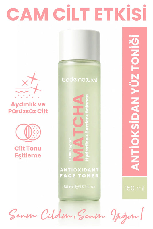 Bade Natural Matcha Antioxidant Face Toner 150 ml | Hydratatie & Huidbarrière Ondersteuning | Alcoholvrij & Vegan