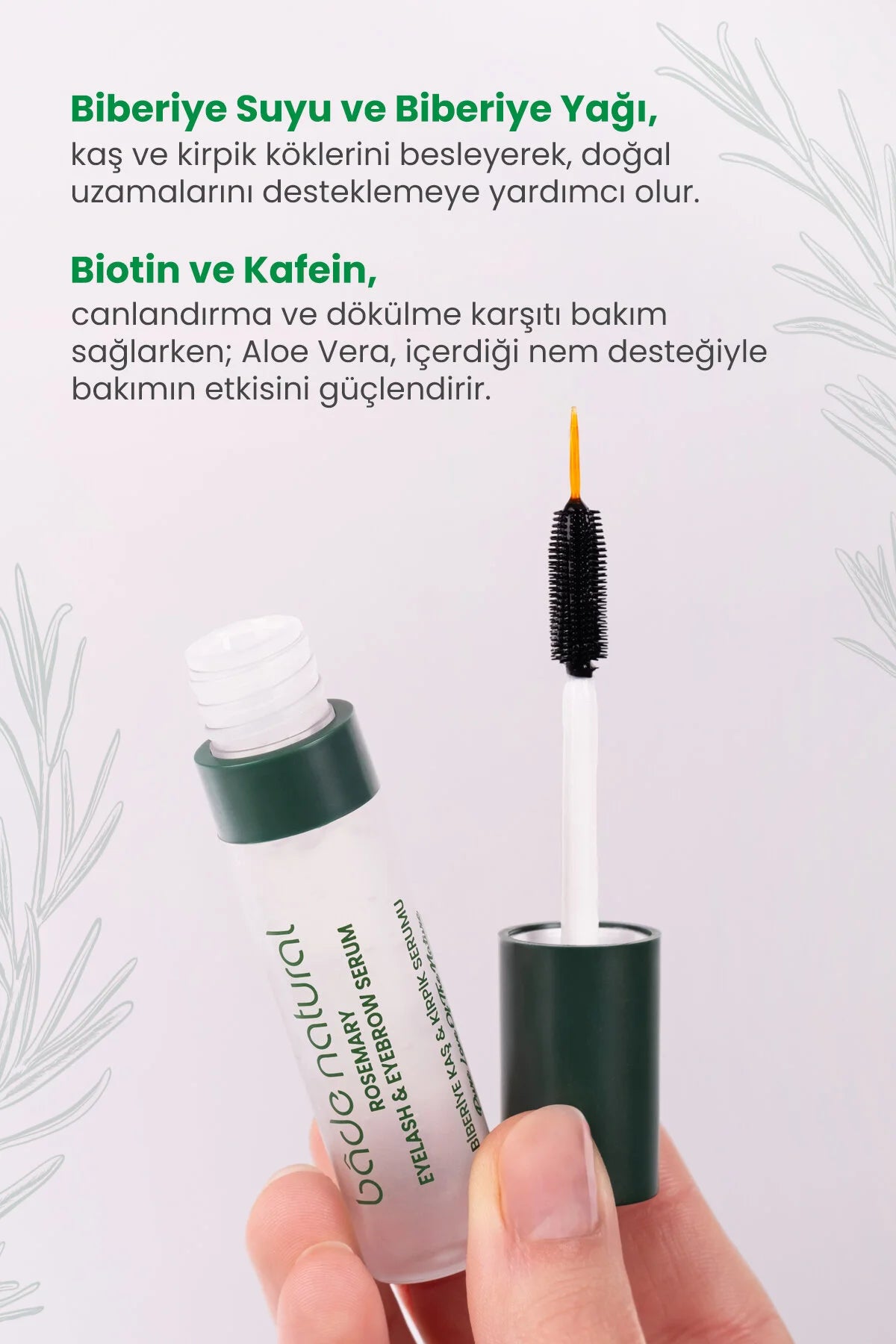 Bade Natural Rosemary Eyelash & Eyebrow Serum – Biberiye Kaş ve Kirpik Serumu 10ml