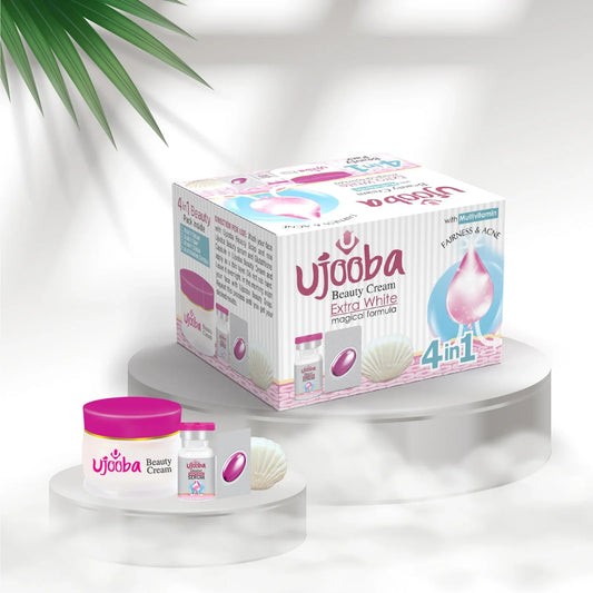 Ujooba Beauty Cream with Multivitamin Extra White Magical Formula 4 in 1 Beauty Pack - Cream+Soap+Serum+Capsules Stralende en egale teint met de Ujooba 4-in-1 Whitening Cream Combo - Behandeling van acne en donkere vlekken Dermatologisch getest 50 ml