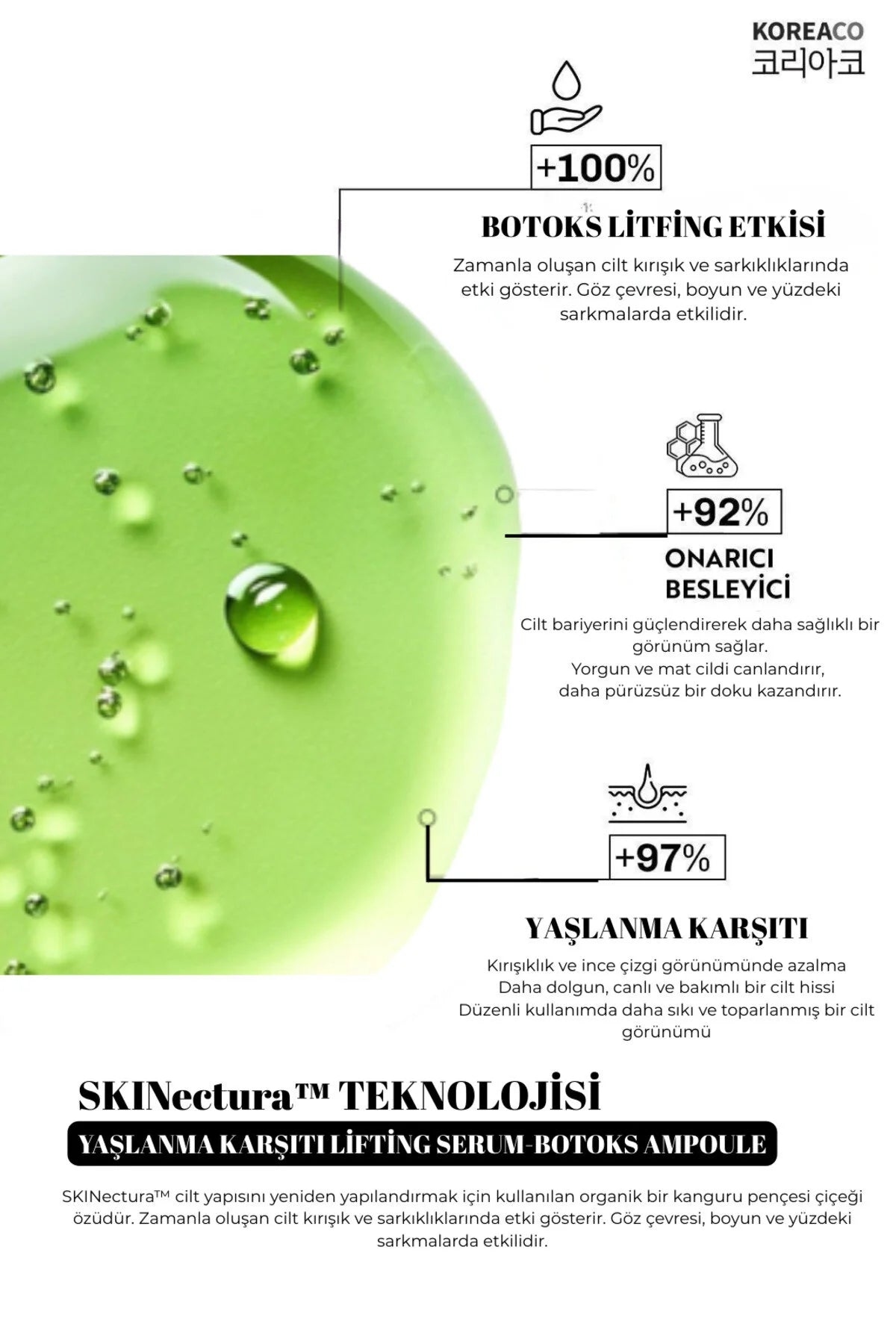 Koreaco Matcha Lifting Serum 70ml – Verzorgend Gezichtsserum met Groene Thee Extract