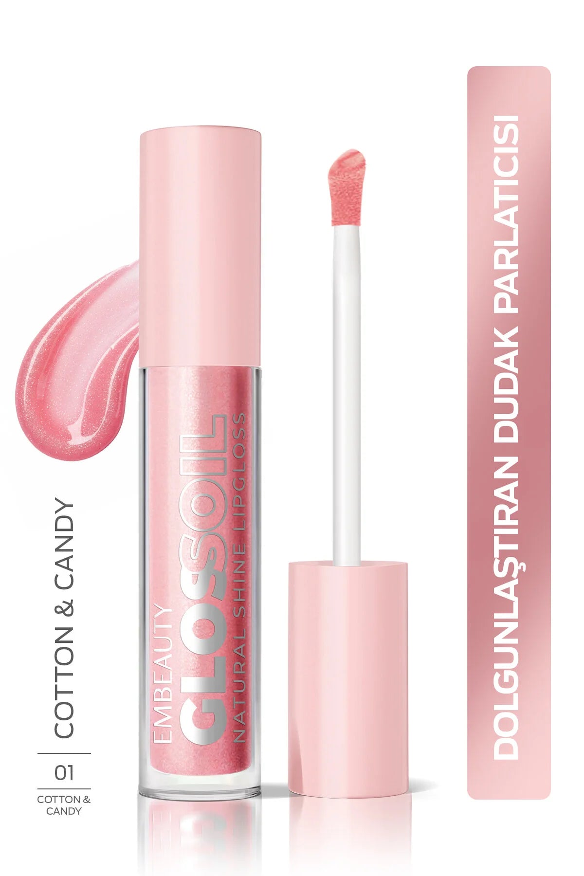 Embeauty Gloss Oil Lip Gloss 01 Sugar Cloud – Natural Shine – Roze Glanzende Lipgloss