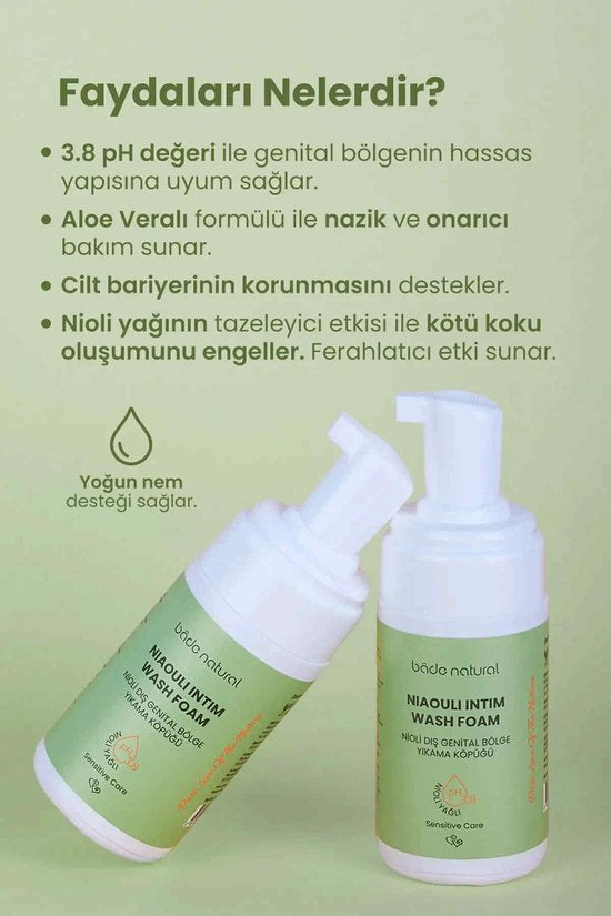 Bade Natural Niaouli Intim Wash Foam - Nioli Olieachtige Uitwendige Genitale Zone Wasschuim Ph 3.8 100% Natuurlijk 125 ml