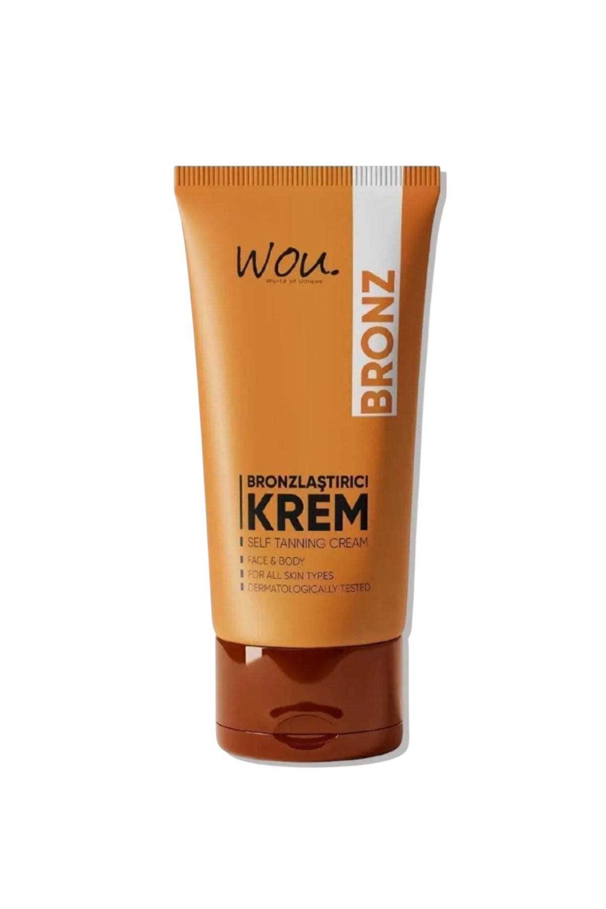 Wou World of Unique Sunless Bronzing and Moisturizing Cream - Zelfbruinend creme - Bronzer Effect - Gezicht & Lichaam - Cacaoboter + Vitamine E - UVA/UVB bescherming - Dermatologisch getest - Alle huidtypen - 50 ml