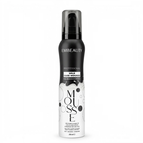 Embeauty Professional Milk Care Mousse – Haarverzorgingsmousse met Melkproteïne, Arganolie, Panthenol & Glycerine – Hydraterende Haarmousse – 200 ml