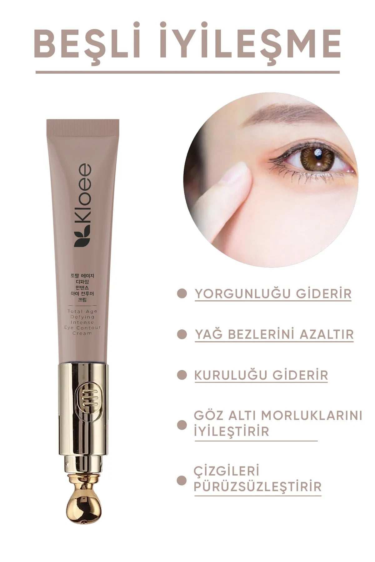 Kloee - Age Defying Intense Eye Contour Cream - Oogcontourcreme tegen Veroudering - Elektrische massage oogcreme - Anti-aging en anti-rimpel vibrerende elektrische massagecrème voor donkere kringen en donkere kringen onder de ogen (20 ml)