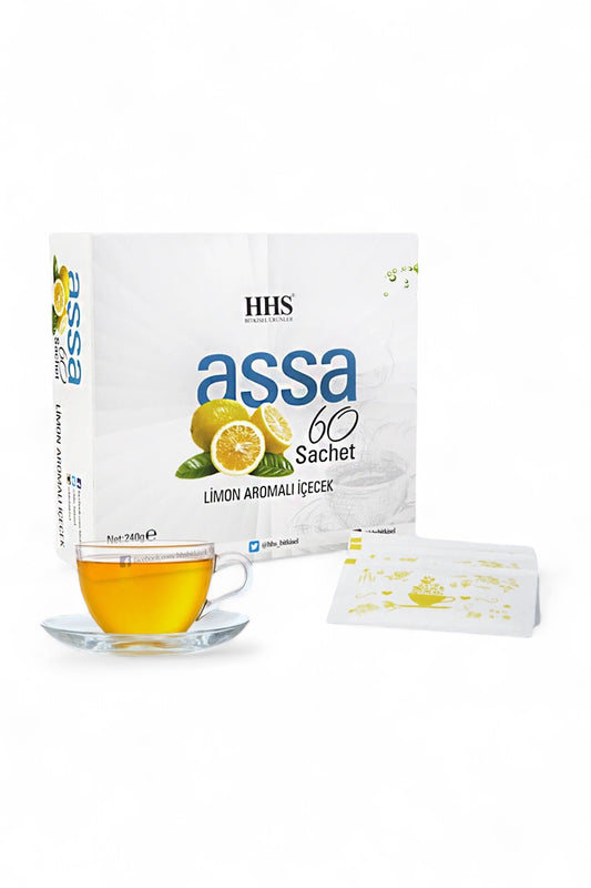 HHS Assa Detox Thee Lemon Flavored Drink - Citroen Gemengde Kruidenthee – Ondersteun uw dieet en blijf in vorm! - Detox Kruidendrank - 60 Sachets 240g