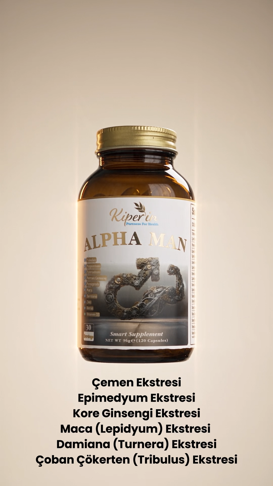 Kiperin Alpha Man – Voedingssupplement met Tribulus, Maca, Koreaanse Ginseng, Epimedium, Magnesium, Zink & Vitamine D3 – 120 Capsules