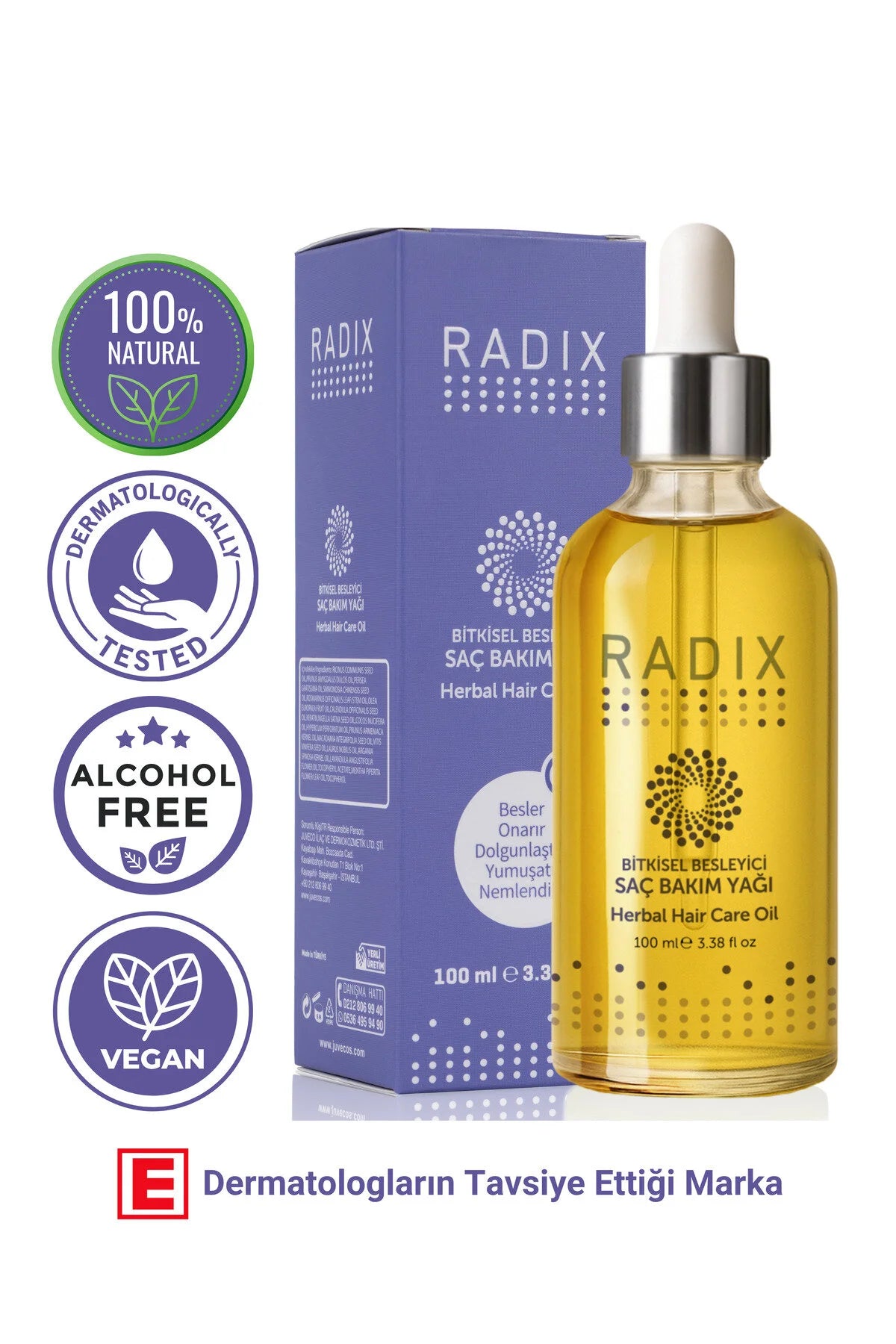 Radix Herbal Hair Care Oil 100 ml – 17 Plantaardige Oliën – Voedende Haar- & Hoofdhuidolie