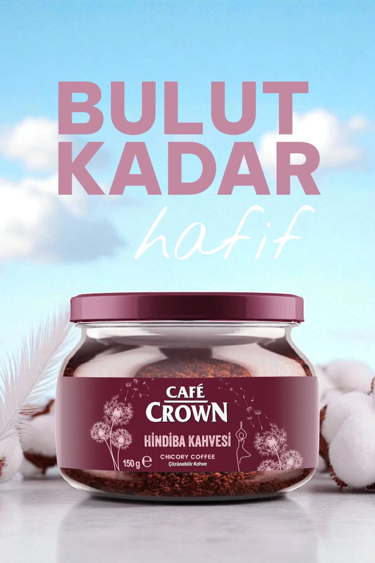 Café Crown Hindiba Kahvesi – Cichoreikoffie – 60% Instant Koffie & 40% Cichorei – Oplosbare Koffie – 150 g