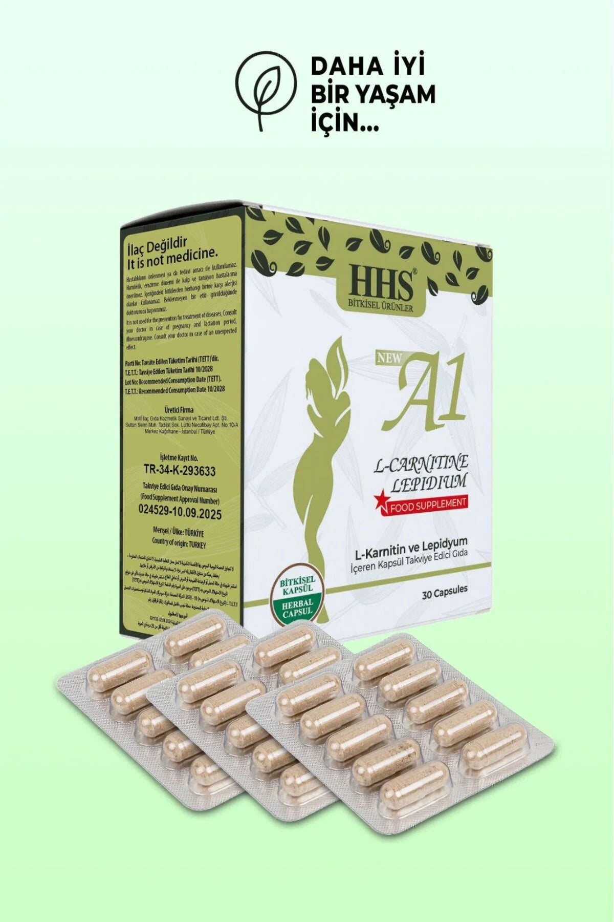 HHS A1 L-Carnitine & Lipidium Detox Kruiden 30 Afslankcapsules - Blister