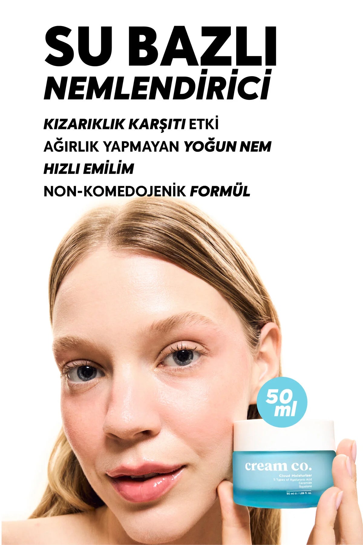 cream co. Cloud Moisturizer – Gezichtscrème met 5 Soorten Hyaluronzuur, Ceramiden & Squalane – 50 ml