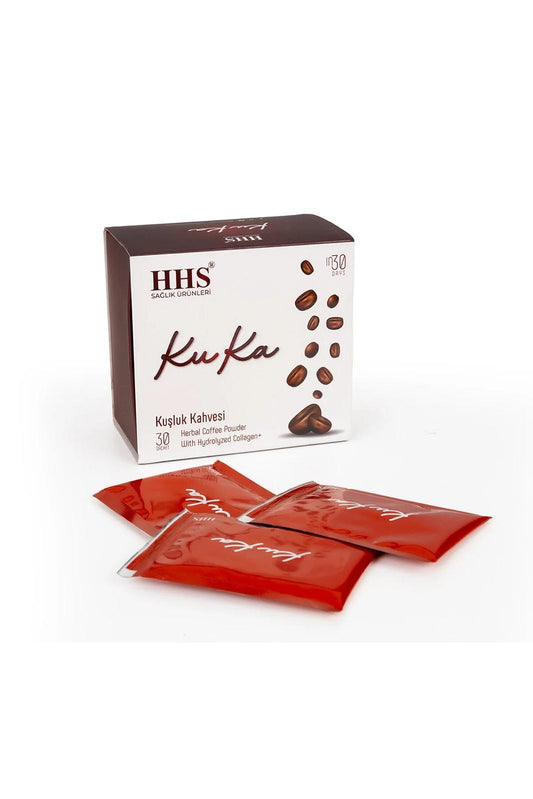 HHS Koffie Detox - KuKa Coffee (Kuşluk Kahvesi) - Kruidenkoffie met Gehydrolyseerd Collageen met Hyaluronzuur & Vitamine C – 30 Zakjes (Herbal Coffee Powder)