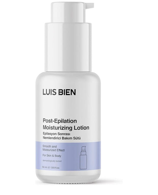 Luis Bien After Epilation Moisturizing Lotion - Haarverminderende & Hydraterende Zorg Melk - Gladde huid & langdurig effect - Voor Huid en Lichaam - Verzwakt haarwortels & Vertraagd haargroei - Alle huidtypen - Dermatologisch getest - 50 ml