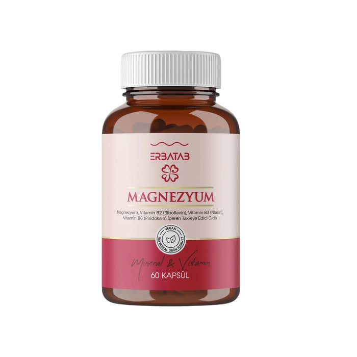 Erbatab Magnesium Complex 60 Capsules | Bisglycinaat, Citraat & Malaat | Met Vitamine B2, B3 & B6 | Vegan