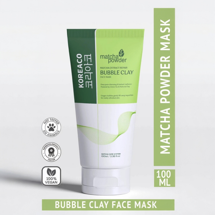 KOREACO Matcha Bubble Clay Face Mask 100ml – Diepe Reiniging & Stralende Huid met Groene Thee