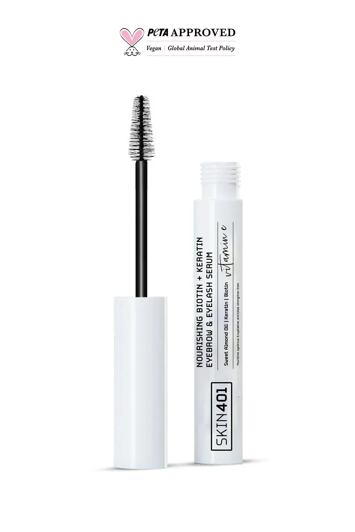 Skin401 Nourishing Biotin + Keratin Eyebrow & Eyelash Serum - Verstevigend Voedend Groei Wenkbrauw & Wimper Serum - Sweet Almond Oil (Zoete Amandelolie + Vitamine E - 6,5 ml