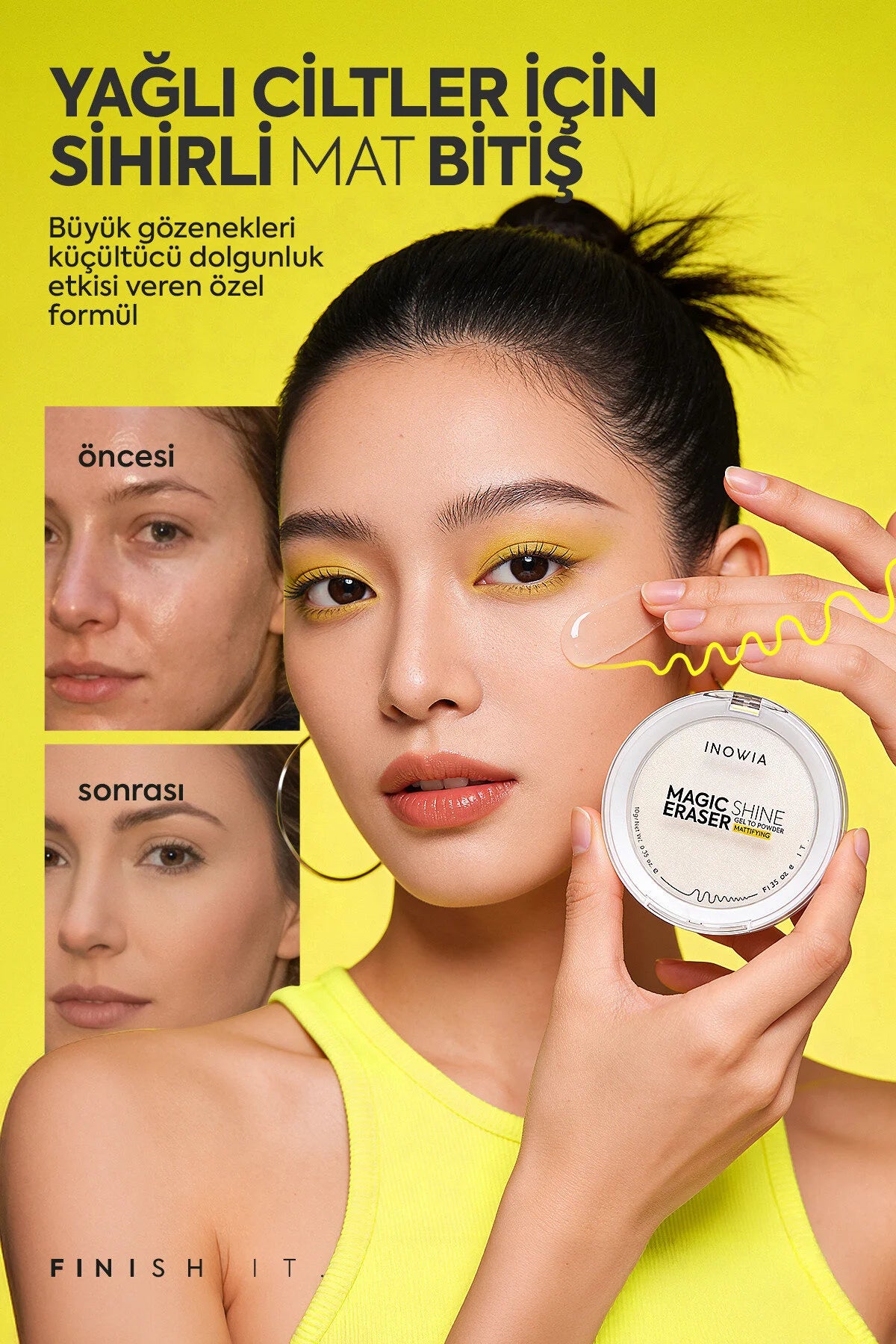 Inowia Magic Shine Eraser Gel to Powder – Mattifying Face Powder – 10 g – Vegan