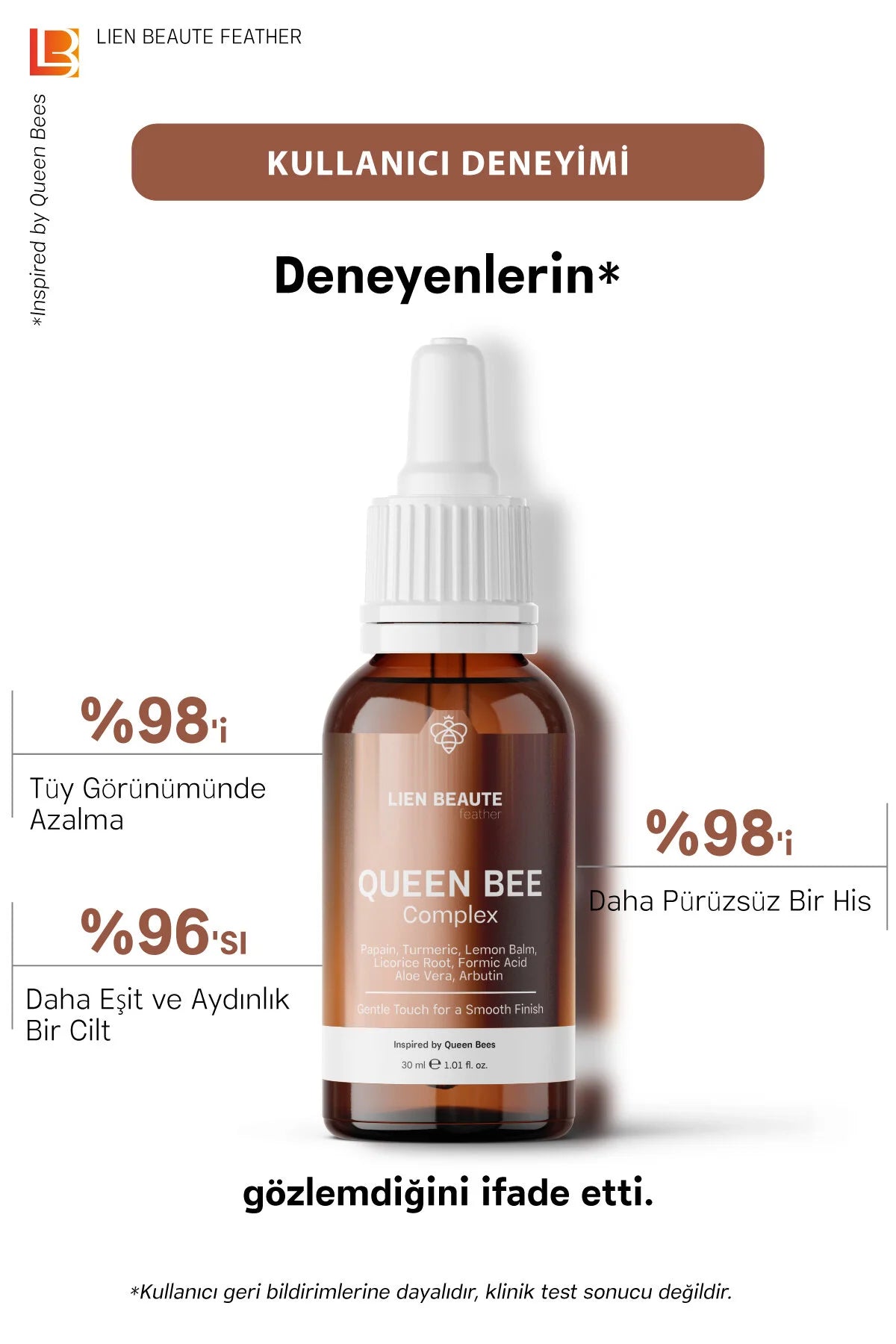 LIEN BEAUTE Queen Bee Complex Feather Care Serum 30 ml | Verzorgende Serum voor de Huid na Ontharing | Met Papaya Extract en Arbutin