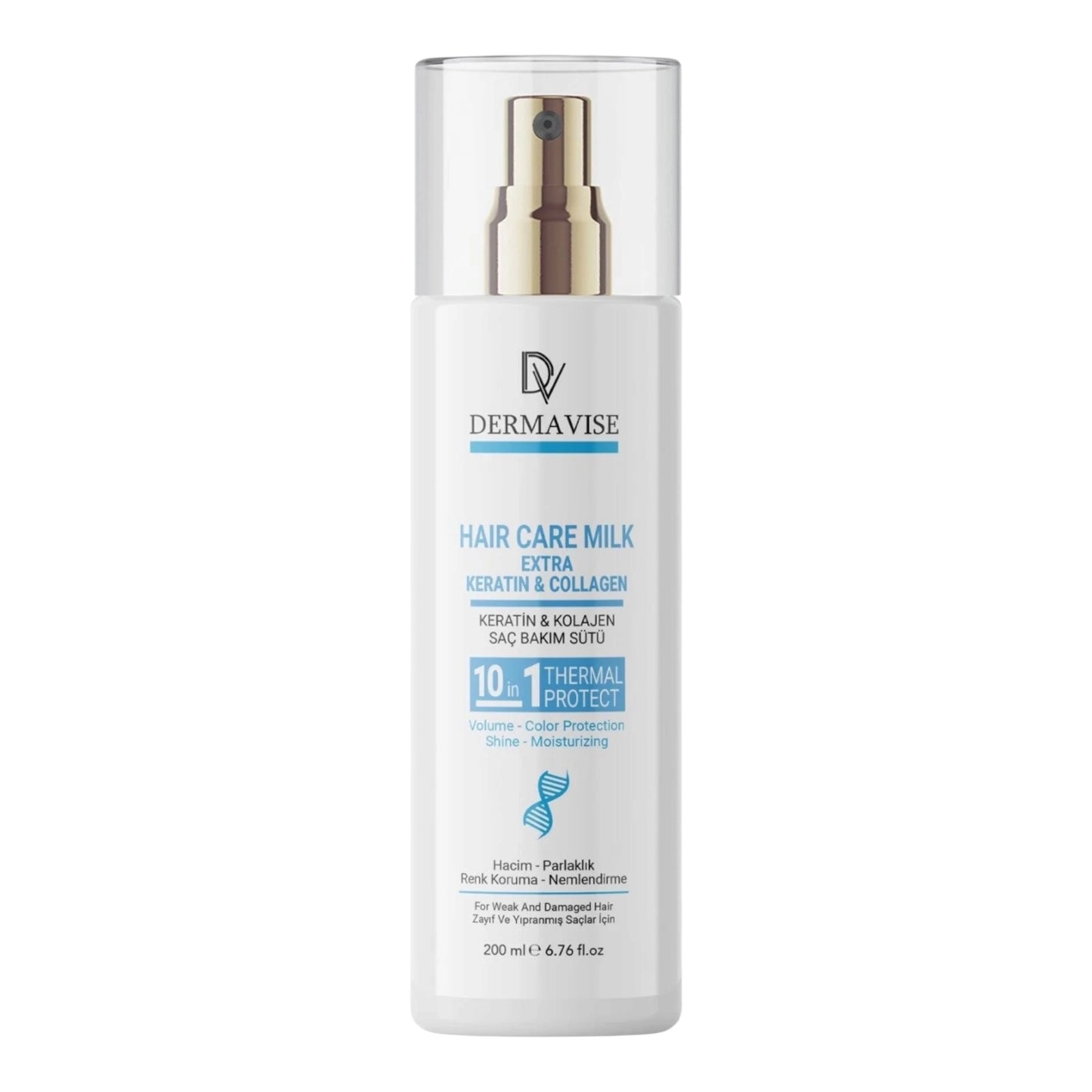 DERMAVISE Hair Care Milk Extra Keratin & Collagen 200 ml | 10-in-1 Hittebescherming en Haarverzorgingsmelk