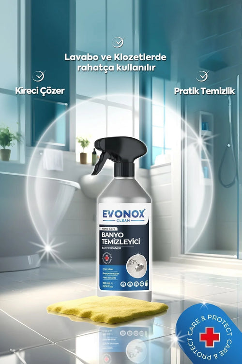 Evonox Clean Badkamerreiniger – Krachtige Kalkreiniger en Badkamerontkalker – Verwijdert Kalkaanslag en Vuil – 750 ml