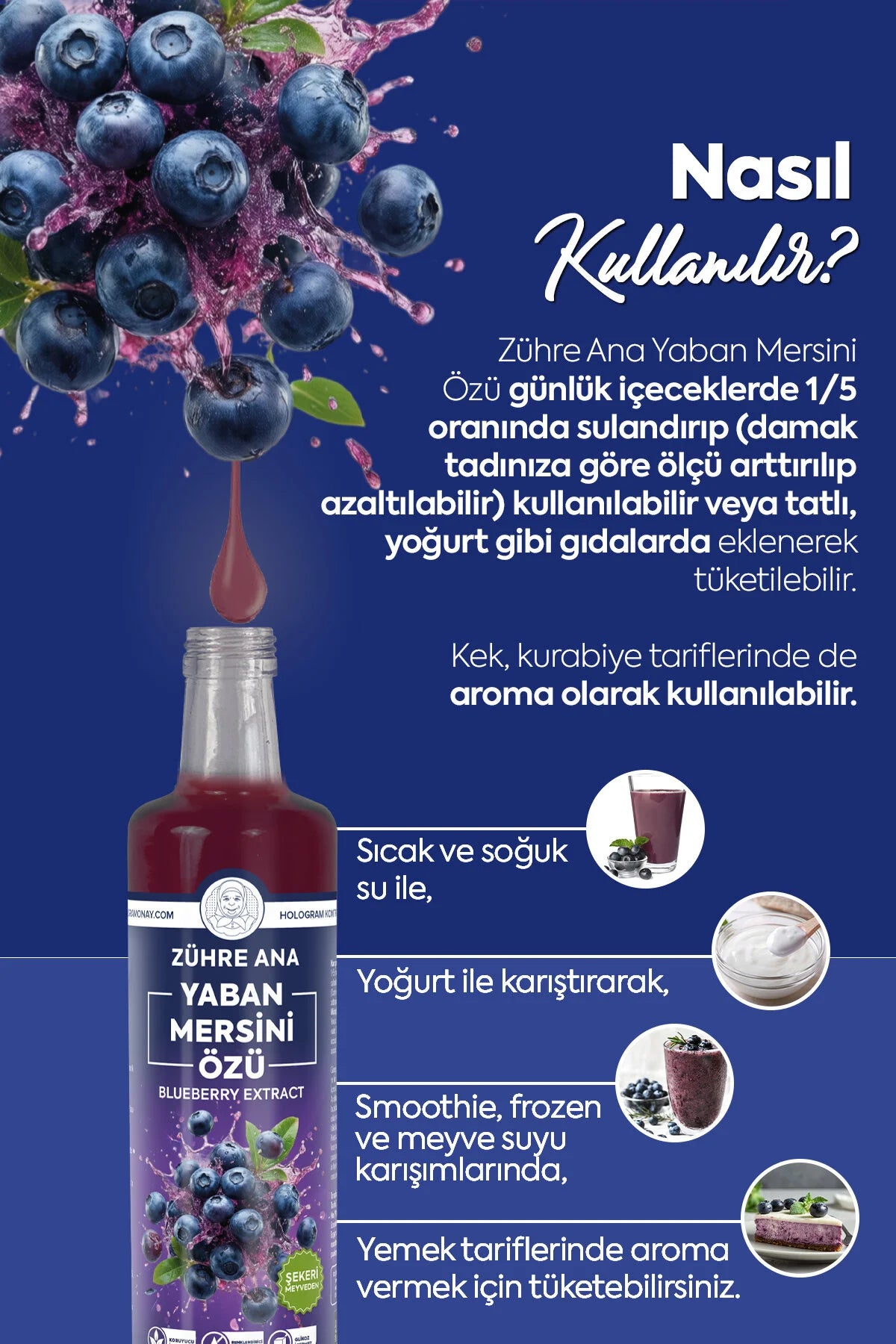 Zühre Ana Yaban Mersini Özü – Natuurlijke Bosbessenextract Siroop 640g | Zonder Toegevoegde Suiker