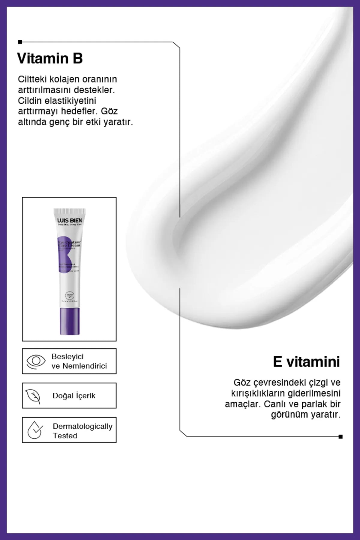 Luis Bien Eye Contour Care Cream - Ant-Wrinkle & Brightening Effect - Oogcontour Crème - Anti-Rimpel Verhelderend Effect - Voedend & Hydraterend - Paardenkastanje-extract - Vitamine B & E - Hyaluronzuur - Alle huidtypen - Dermatologisch getest - 15ml