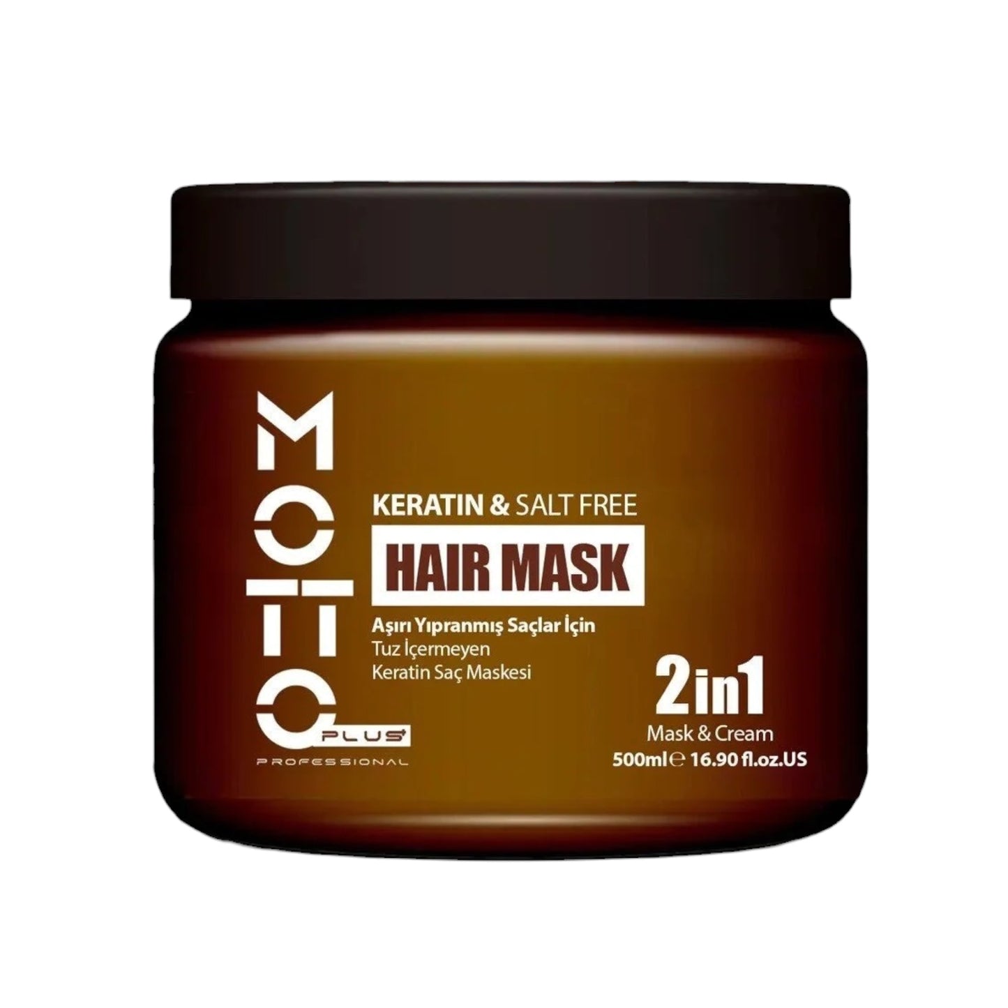 Motto Plus Professional Keratin Hair Mask Salt Free 2in1 – Haarmasker & Crème – Voor Beschadigd en Droog Haar – Keratine, Arganolie & Panthenol – 500 ml