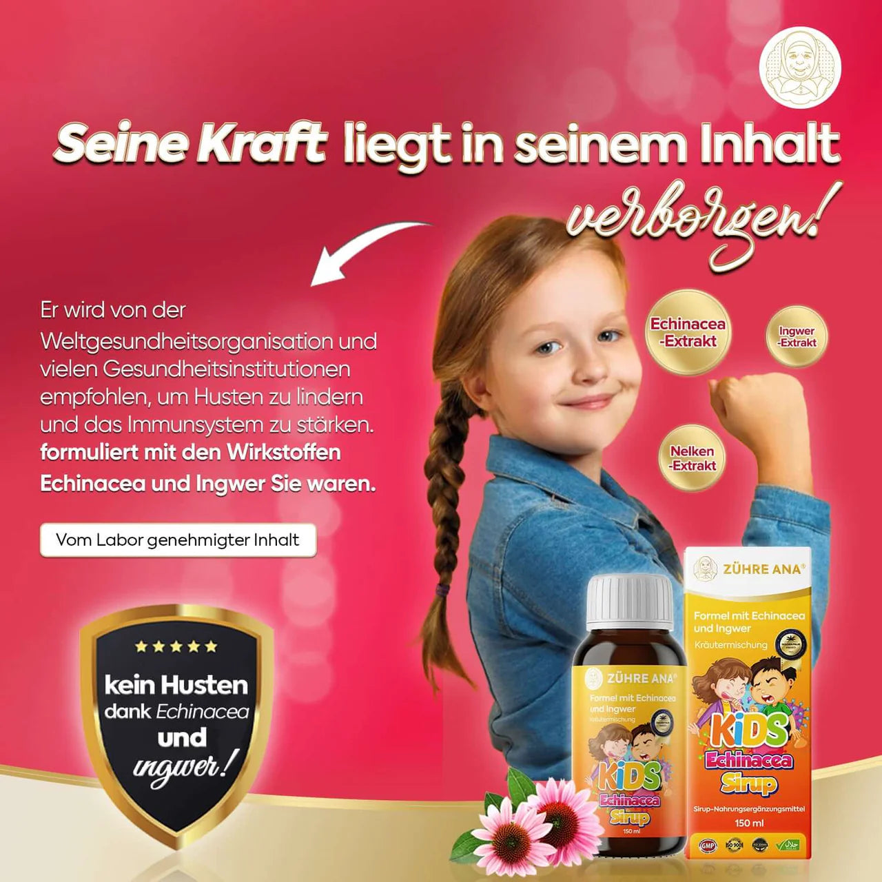 Zühre Ana Kids Echinacea Siroop met Gember 150 ml