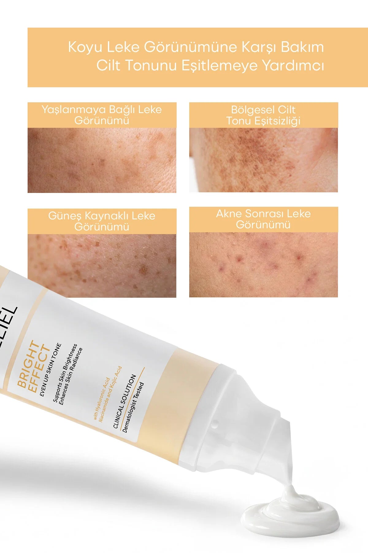 Calliel Bright Effect Verhelderende Gezichtscrème – Met Kojic Acid, Niacinamide, Tranexamic Acid & Alpha-Arbutin – Egaliserende Huidverzorging – 80 ml