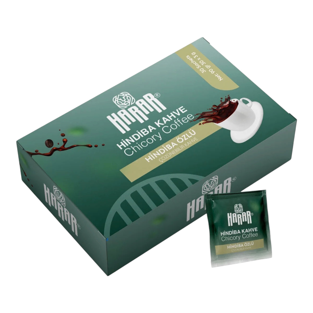 Harar Hindiba Kahve – Cichoreikoffie met Instant Koffie – Oplosbare Koffie – 30 Sachets x 3 g – 90 g