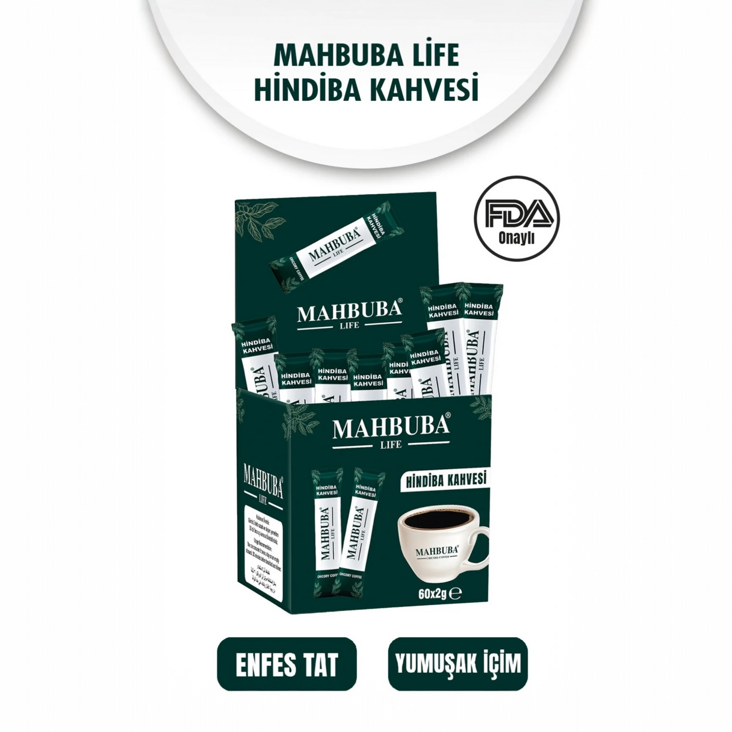 Mahbuba Coffee Life Hindiba Kahvesi (Cichorei) Koffie 60 stuks x 2gr - 1 Maand Gebruik