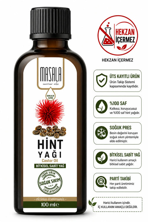 Masala Hint Yağı 100ml | Soğuk Sıkım Castor Oil voor Haar, Wimpers en Huid