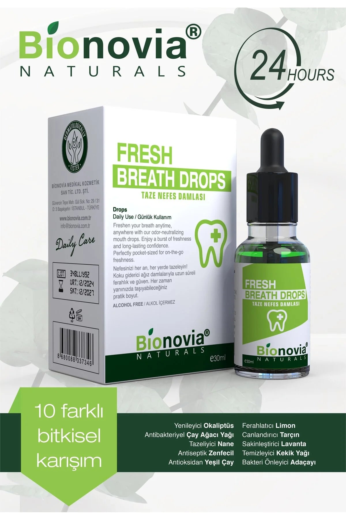 Bionovia Naturals Fresh Breath Drops Eucalyptus 30 ml | Alcoholvrije Mondverfrisser met Fluoride