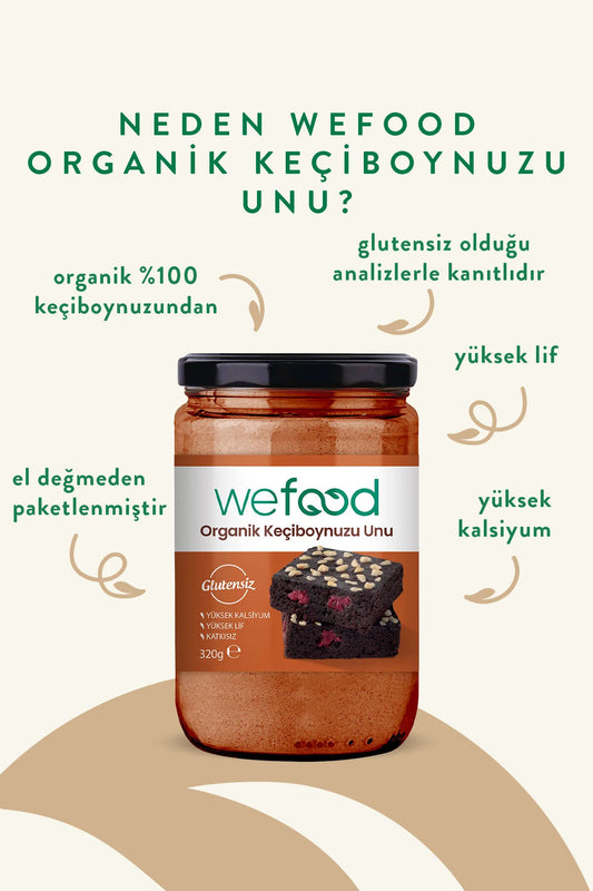 Wefood Organisch Johannesbroodmeel – 100% Carobpoeder – Glutenvrij – Vezelrijk – Bron van Calcium – 320 g